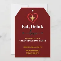 chic brown Eat Drink and Love Valentine's Day Invitation