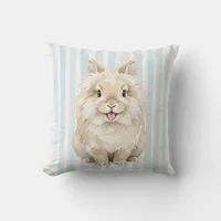 Watercolor Lionhead Rabbit Throw Pillow