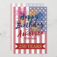 4th of July Happy Birthday America USA 250th Invitation