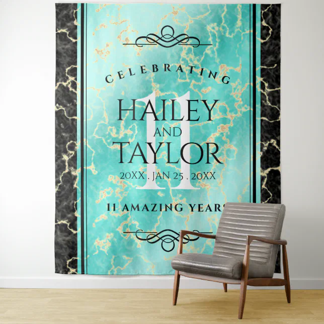 Elegant 11th Turquoise Wedding Anniversary Tapestry