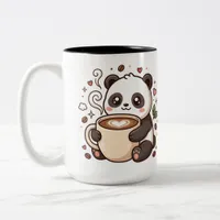 Cute Panda Latte Heart Hug Two-Tone Coffee Mug