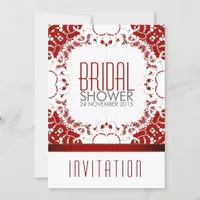 Modern Red White Batik Bridal Shower Invitation