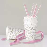 Anniversary Celebration Patterns Pink/Gold ID723 Paper Cups