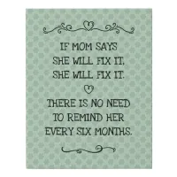 She Will Fix It Funny Mom Joke Faux Canvas Print