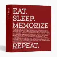 Homeschool Memory Master Eat Sleep Repeat 3 Ring Binder