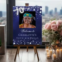 70th Birthday blue silver stars photo welcome Foam Board