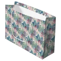 Abstract Watercolor Pattern Teal Mauve Pink Large Gift Bag