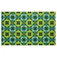 Stylish Lime Green Black & White Geometric Pattern Fabric