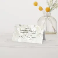 White Hydrangea Flowers Wedding Charity Favors Place Card