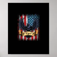 F-Caw-F Crow Bird Retro USA Flag Vintage F-Caw-F Poster