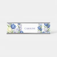 Serenity in Bloom Pastel Tulip Floral Home Decor Desk Name Plate