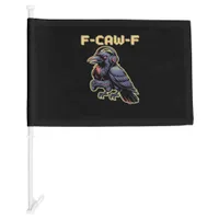F-Caw-F Gaming Raven With Headphones - Edgy Stream Car Flag