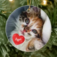 Forever In My Heart - Cat Photo Pet Memorial Ceramic Ornament