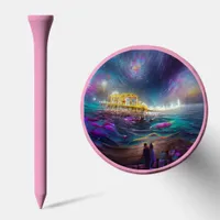 Cosmic Santa Monica Pier AI created Digital Art Golf Tees