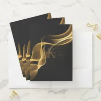 Light Wave and Stardust Monogram Gold ID781 Pocket Folder