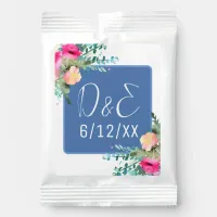 Blue Floral Pink Rosebud Wedding Personalized Margarita Drink Mix