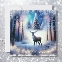 Christmas Deer Magical Enchanted Winter Forest Holiday Card