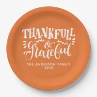 Thanksgiving Thankful & Grateful Fall Harvest Paper Plates