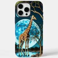 Giraffe Under Blue Moon iPhone 16 Pro Max Case