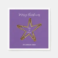 Star of Wonder Purple Personalized Merry Christmas Napkins