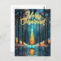 Iridescent Holiday Dream 🎄 Glowing Christmas Tree Postcard