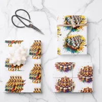 Twelve Days of Christmas Festive Gold Wrapping Paper Sheets