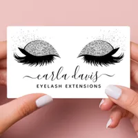 Signature Script Silver Glitter Eyelashes Business Card
