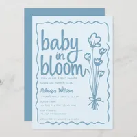 Baby in Bloom Whimsical Hand Drawn Boy Baby Shower Invitation