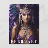 *~* FEBRUARY AP53 Headdress Boho AMETHYST  Postcard