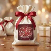 Luxurious Elegant Ruby Red Diamonds 65th Birthday Square Sticker