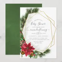 Watercolor Floral Christmas Geometric Baby Shower Invitation
