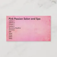 Pink Passion Salon and Spa Business Card
