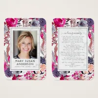 Marble Floral Photo Funeral Memorial Prayer Card