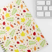 Cute fall pattern with colorful leaves and nuts notebook