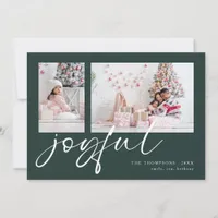 2 Photo 2025 Calendar Joyful Christmas Green Holiday Card