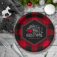 Wild Wonderful Christmas Red Buffalo Plaid ID604 Paper Plates