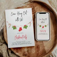 Modern 'Come Hang Out' Santa Claus Christmas Party Invitation