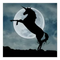 Unicorn Silhouette Full Moon Night Sky, ZKOA Poster