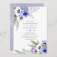 Pastel Violet and Plum Floral Confirmation Invitation