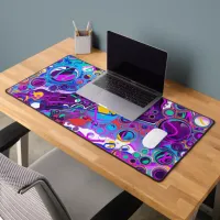 Marble Fluid Art Pour Painting Style  Desk Mat