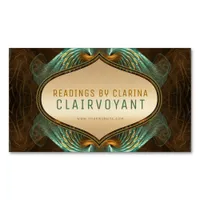 Aqua Green Gold Fractal Arts Clairvoyant Readings  Business Card Magnet