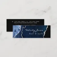 Navy and Silver Agate Precious stone Mini Business Card