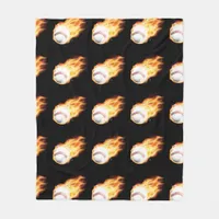 Baseball Black Fleece Blanket