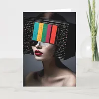 A female Colorful TV Head All Occasion Card