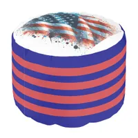 *~* AP16  Patriotic American Flag Watercolor 6 Pouf