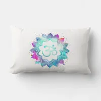 *~* Lumbar Om Symbol Watercolor Lotus Mandala Lumbar Pillow