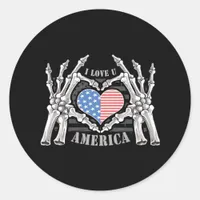 America Skull Skeleton Hand Artwork Editable Layer Classic Round Sticker
