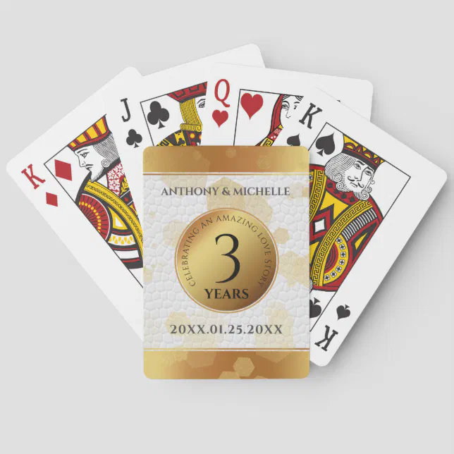 Elegant 3rd Leather Wedding Anniversary Poker Cards