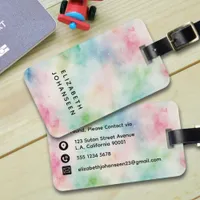 Colorful Watercolor Dusty & Black Typography Name Luggage Tag