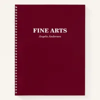 Personalized Burgundy School Subject Spiral Notebook